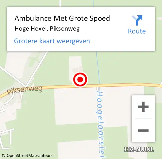 Locatie op kaart van de 112 melding: Ambulance Met Grote Spoed Naar Hoge Hexel, Piksenweg op 28 juni 2022 08:14