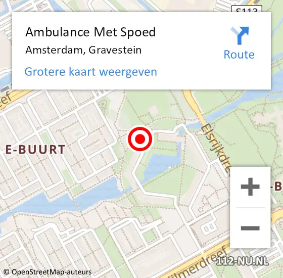 Locatie op kaart van de 112 melding: Ambulance Met Spoed Naar Amsterdam-Zuidoost, Gravestein op 28 juni 2022 08:25