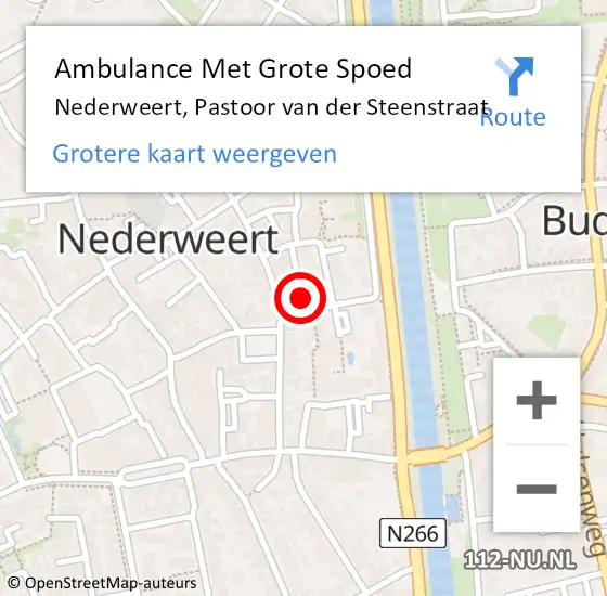 Locatie op kaart van de 112 melding: Ambulance Met Grote Spoed Naar Nederweert, Pastoor van der Steenstraat op 28 juni 2022 08:27