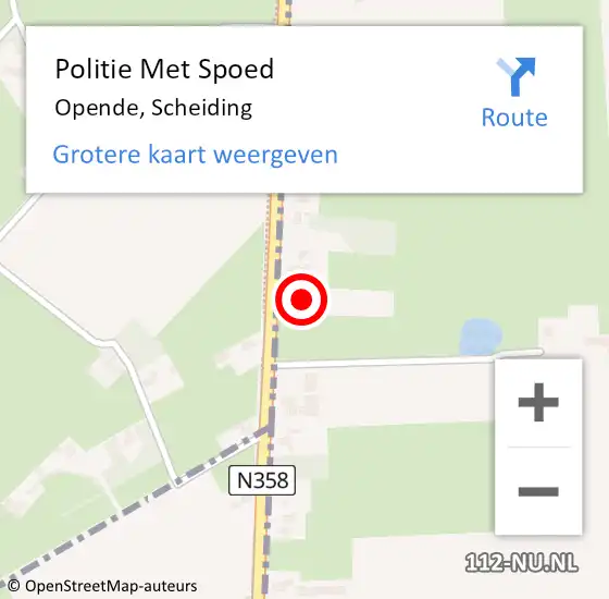 Locatie op kaart van de 112 melding: Politie Met Spoed Naar Opende, Scheiding op 28 juni 2022 08:39