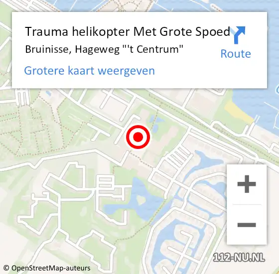 Locatie op kaart van de 112 melding: Trauma helikopter Met Grote Spoed Naar Bruinisse, Hageweg "'t Centrum" op 28 juni 2022 08:55