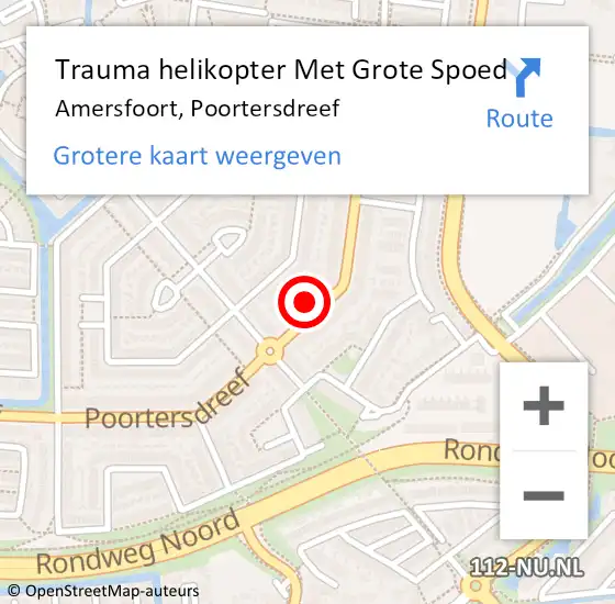 Locatie op kaart van de 112 melding: Trauma helikopter Met Grote Spoed Naar Amersfoort, Poortersdreef op 28 juni 2022 08:55