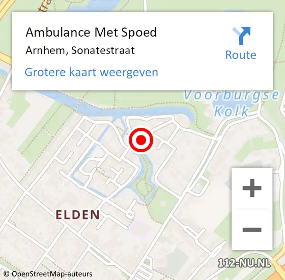 Locatie op kaart van de 112 melding: Ambulance Met Spoed Naar Arnhem, Sonatestraat op 28 juni 2022 09:14