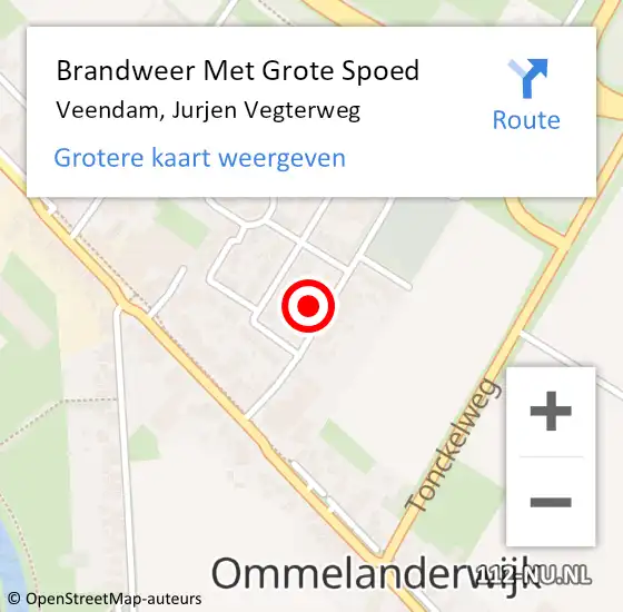 Locatie op kaart van de 112 melding: Brandweer Met Grote Spoed Naar Veendam, Jurjen Vegterweg op 28 juni 2022 09:25