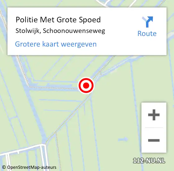 Locatie op kaart van de 112 melding: Politie Met Grote Spoed Naar Stolwijk, Schoonouwenseweg op 28 juni 2022 09:39