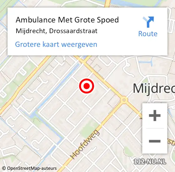 Locatie op kaart van de 112 melding: Ambulance Met Grote Spoed Naar Mijdrecht, Drossaardstraat op 28 juni 2022 10:05