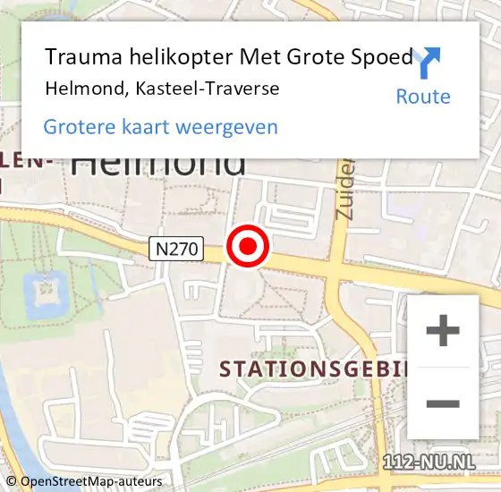 Locatie op kaart van de 112 melding: Trauma helikopter Met Grote Spoed Naar Helmond, Kasteel-Traverse op 28 juni 2022 10:21