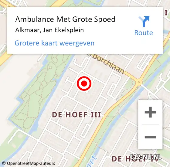 Locatie op kaart van de 112 melding: Ambulance Met Grote Spoed Naar Alkmaar, Jan Ekelsplein op 9 oktober 2013 07:16