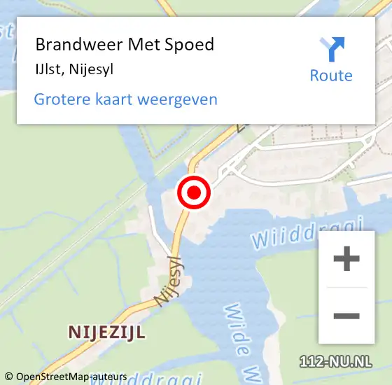 Locatie op kaart van de 112 melding: Brandweer Met Spoed Naar IJlst, Nijesyl op 28 juni 2022 10:42