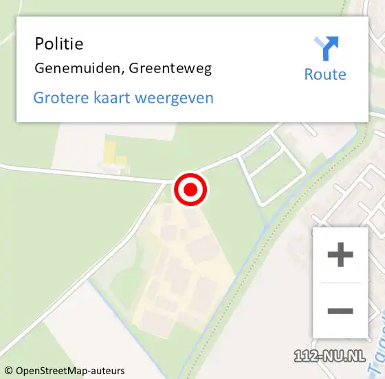 Locatie op kaart van de 112 melding: Politie Genemuiden, Greenteweg op 28 juni 2022 11:06