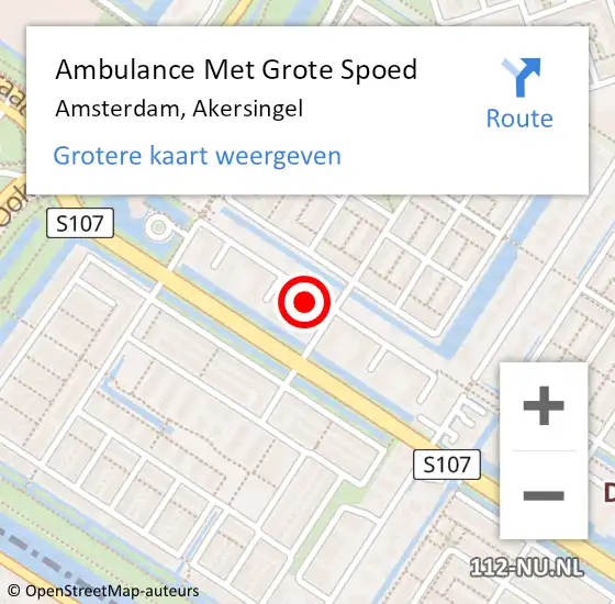 Locatie op kaart van de 112 melding: Ambulance Met Grote Spoed Naar Amsterdam, Akersingel op 28 juni 2022 11:22