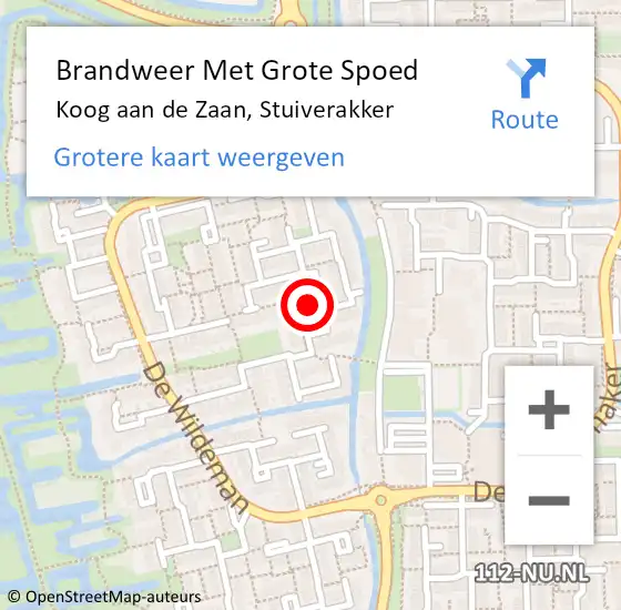 Locatie op kaart van de 112 melding: Brandweer Met Grote Spoed Naar Koog aan de Zaan, Stuiverakker op 28 juni 2022 11:24