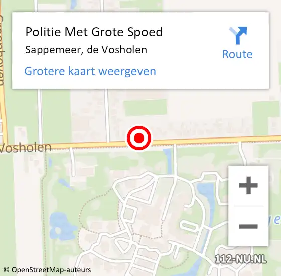 Locatie op kaart van de 112 melding: Politie Met Grote Spoed Naar Sappemeer, de Vosholen op 28 juni 2022 11:34