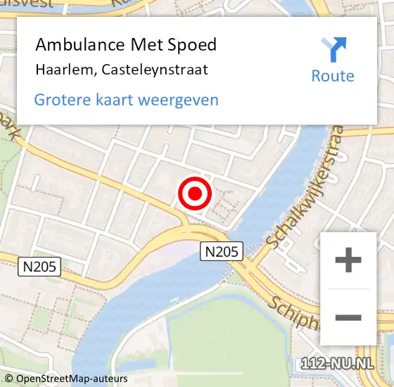 Locatie op kaart van de 112 melding: Ambulance Met Spoed Naar Haarlem, Casteleynstraat op 28 juni 2022 11:41