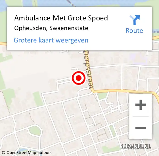 Locatie op kaart van de 112 melding: Ambulance Met Grote Spoed Naar Opheusden, Swaenenstate op 28 juni 2022 11:50