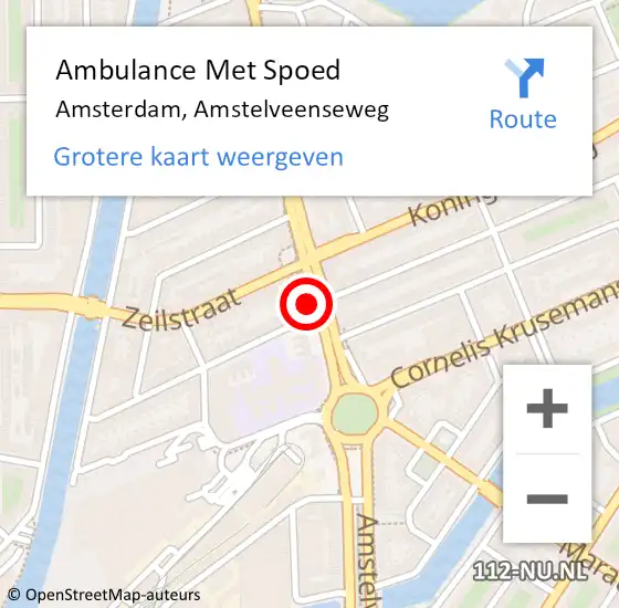 Locatie op kaart van de 112 melding: Ambulance Met Spoed Naar Amsterdam, Amstelveenseweg op 28 juni 2022 12:00