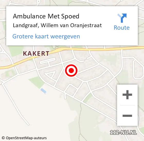 Locatie op kaart van de 112 melding: Ambulance Met Spoed Naar Landgraaf, Willem van Oranjestraat op 21 juli 2014 16:15