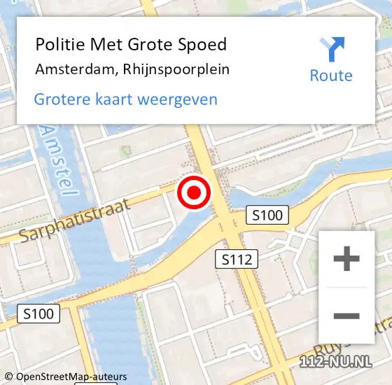 Locatie op kaart van de 112 melding: Politie Met Grote Spoed Naar Amsterdam, Rhijnspoorplein op 28 juni 2022 12:39