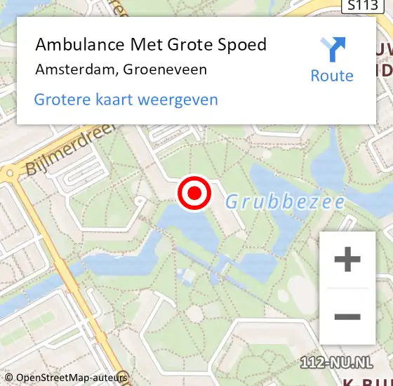 Locatie op kaart van de 112 melding: Ambulance Met Grote Spoed Naar Amsterdam-Zuidoost, Groeneveen op 28 juni 2022 12:50