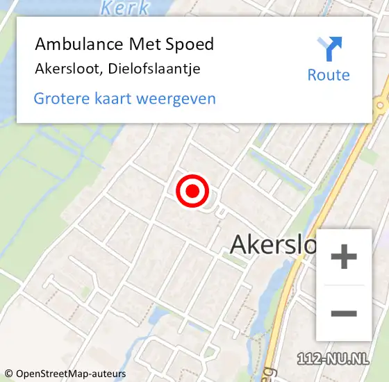 Locatie op kaart van de 112 melding: Ambulance Met Spoed Naar Akersloot, Dielofslaantje op 28 juni 2022 12:55