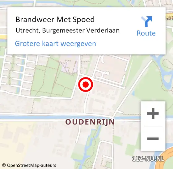 Locatie op kaart van de 112 melding: Brandweer Met Spoed Naar Utrecht, Burgemeester Verderlaan op 28 juni 2022 12:57