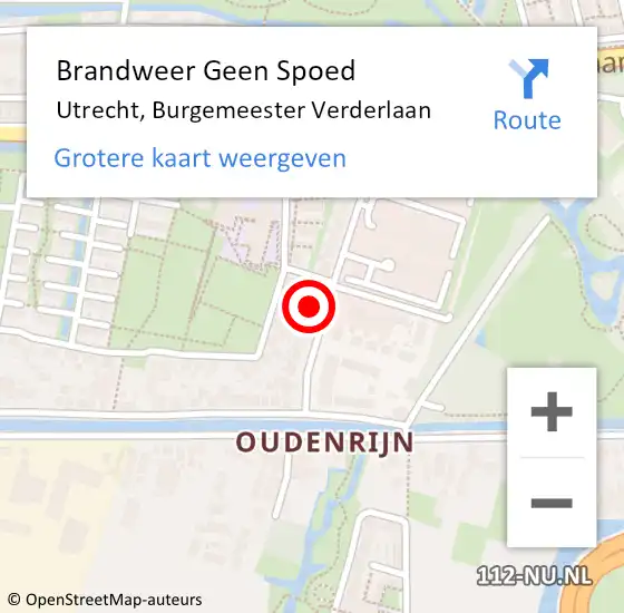 Locatie op kaart van de 112 melding: Brandweer Geen Spoed Naar Utrecht, Burgemeester Verderlaan op 28 juni 2022 12:59