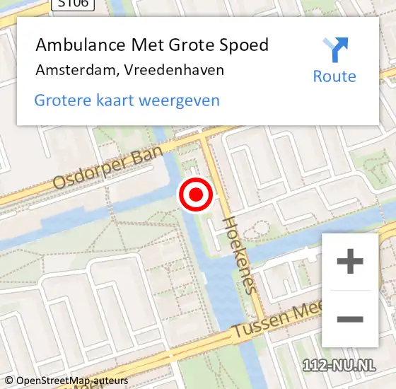 Locatie op kaart van de 112 melding: Ambulance Met Grote Spoed Naar Amsterdam, Vreedenhaven op 28 juni 2022 13:01