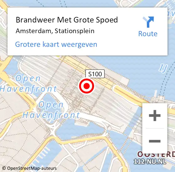 Locatie op kaart van de 112 melding: Brandweer Met Grote Spoed Naar Amsterdam, Stationsplein op 28 juni 2022 13:04