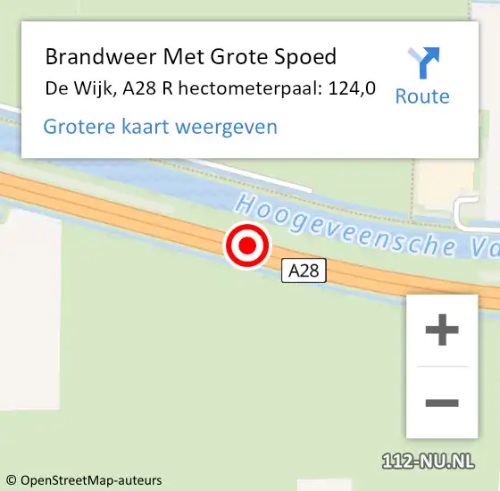 Locatie op kaart van de 112 melding: Brandweer Met Grote Spoed Naar De Wijk, A28 R op 21 juli 2014 16:21