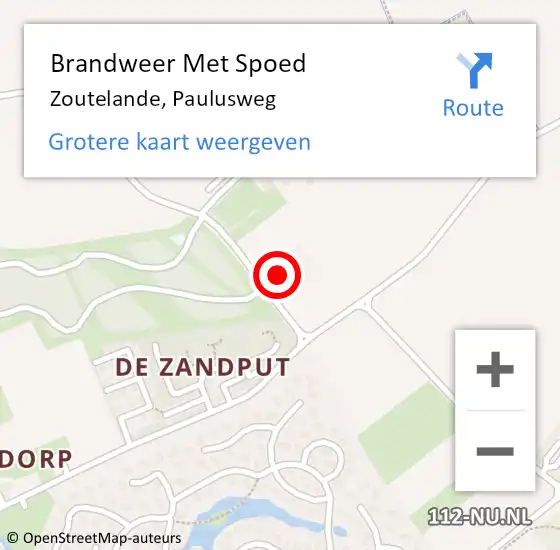 Locatie op kaart van de 112 melding: Brandweer Met Spoed Naar Zoutelande, Paulusweg op 28 juni 2022 13:35