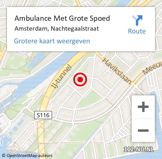 Locatie op kaart van de 112 melding: Ambulance Met Grote Spoed Naar Amsterdam, Nachtegaalstraat op 28 juni 2022 13:35
