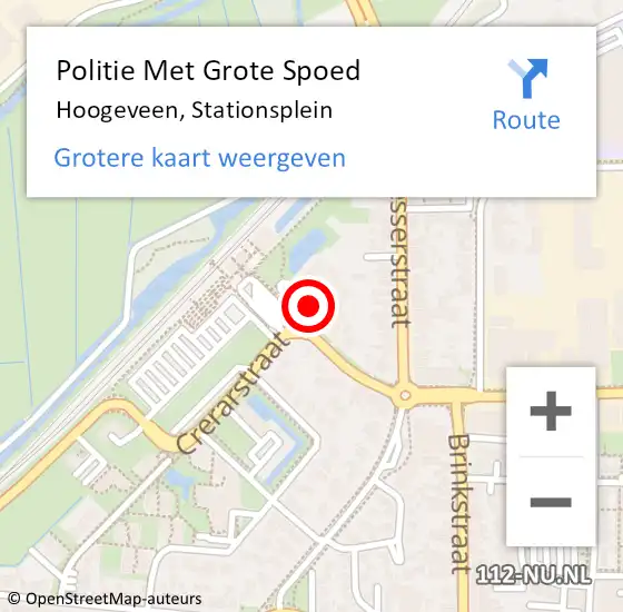 Locatie op kaart van de 112 melding: Politie Met Grote Spoed Naar Hoogeveen, Stationsplein op 28 juni 2022 13:52