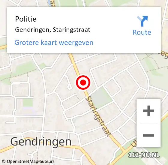 Locatie op kaart van de 112 melding: Politie Gendringen, Staringstraat op 28 juni 2022 13:55