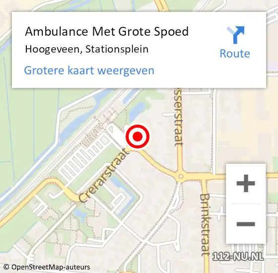 Locatie op kaart van de 112 melding: Ambulance Met Grote Spoed Naar Hoogeveen, Stationsplein op 28 juni 2022 13:55