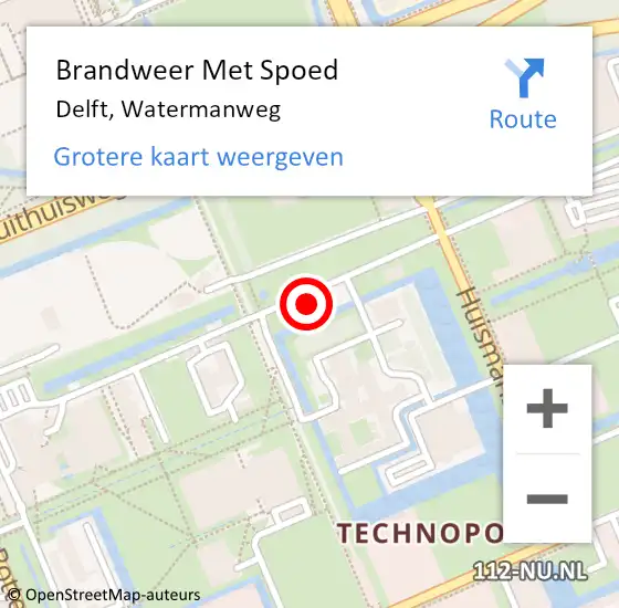 Locatie op kaart van de 112 melding: Brandweer Met Spoed Naar Delft, Watermanweg op 28 juni 2022 14:19