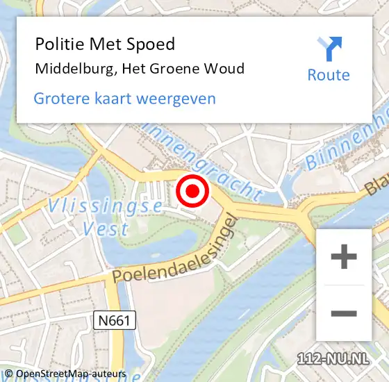 Locatie op kaart van de 112 melding: Politie Met Spoed Naar Middelburg, Het Groene Woud op 28 juni 2022 14:28