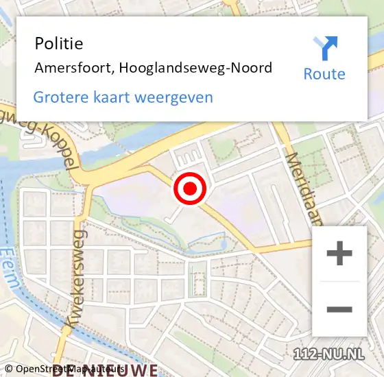 Locatie op kaart van de 112 melding: Politie Amersfoort, Hooglandseweg-Noord op 28 juni 2022 14:29