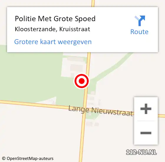 Locatie op kaart van de 112 melding: Politie Met Grote Spoed Naar Kloosterzande, Kruisstraat op 28 juni 2022 14:39