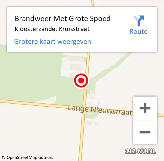 Locatie op kaart van de 112 melding: Brandweer Met Grote Spoed Naar Kloosterzande, Kruisstraat op 28 juni 2022 14:39