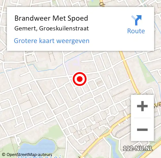 Locatie op kaart van de 112 melding: Brandweer Met Spoed Naar Gemert, Groeskuilenstraat op 28 juni 2022 15:14