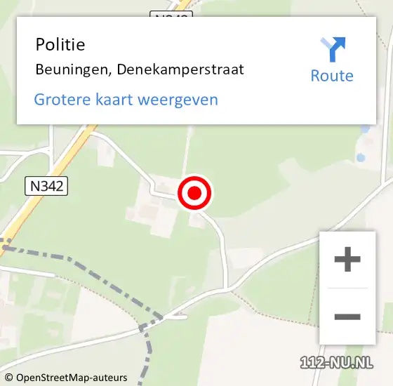 Locatie op kaart van de 112 melding: Politie Beuningen, Denekamperstraat op 28 juni 2022 15:16