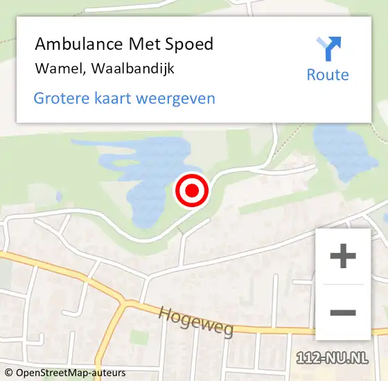 Locatie op kaart van de 112 melding: Ambulance Met Spoed Naar Wamel, Waalbandijk op 28 juni 2022 15:28