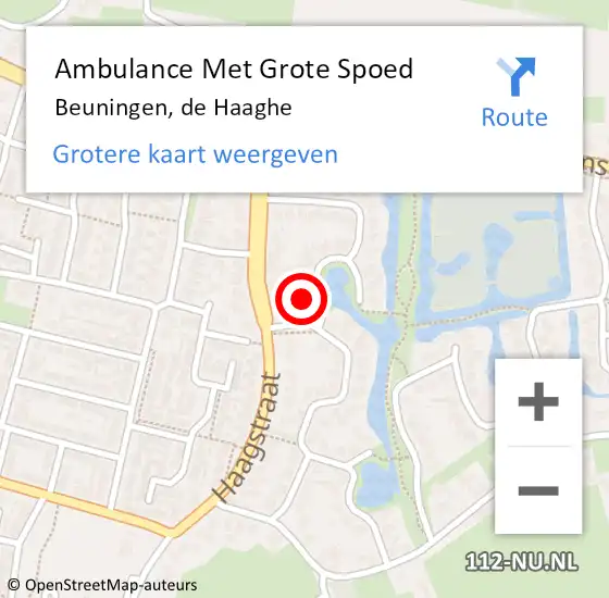 Locatie op kaart van de 112 melding: Ambulance Met Grote Spoed Naar Beuningen, de Haaghe op 28 juni 2022 15:41