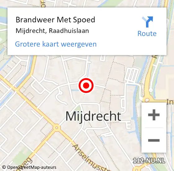 Locatie op kaart van de 112 melding: Brandweer Met Spoed Naar Mijdrecht, Raadhuislaan op 28 juni 2022 15:47