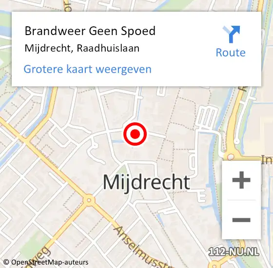 Locatie op kaart van de 112 melding: Brandweer Geen Spoed Naar Mijdrecht, Raadhuislaan op 28 juni 2022 15:49