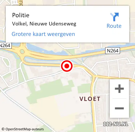 Locatie op kaart van de 112 melding: Politie Volkel, Nieuwe Udenseweg op 21 juli 2014 16:39