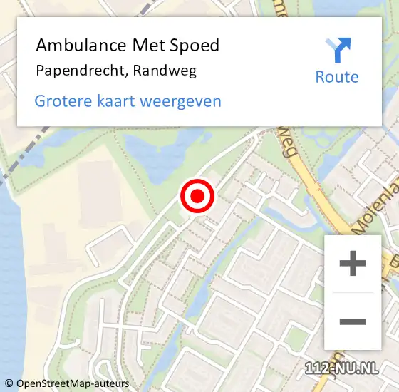 Locatie op kaart van de 112 melding: Ambulance Met Spoed Naar Papendrecht, Randweg op 28 juni 2022 16:22