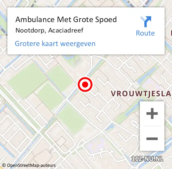 Locatie op kaart van de 112 melding: Ambulance Met Grote Spoed Naar Nootdorp, Acaciadreef op 28 juni 2022 16:54