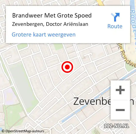 Locatie op kaart van de 112 melding: Brandweer Met Grote Spoed Naar Zevenbergen, Doctor Ariënslaan op 28 juni 2022 16:55