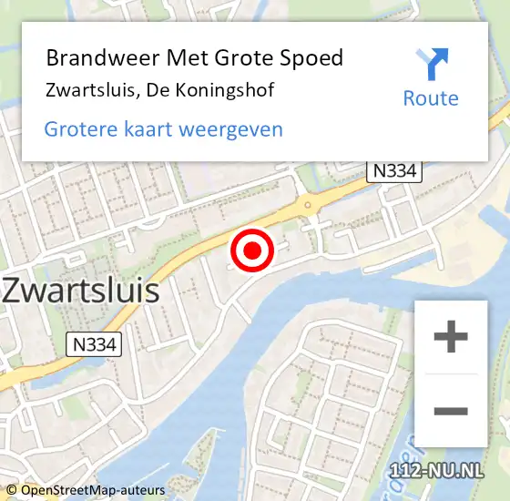 Locatie op kaart van de 112 melding: Brandweer Met Grote Spoed Naar Zwartsluis, De Koningshof op 28 juni 2022 17:10